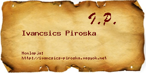 Ivancsics Piroska névjegykártya